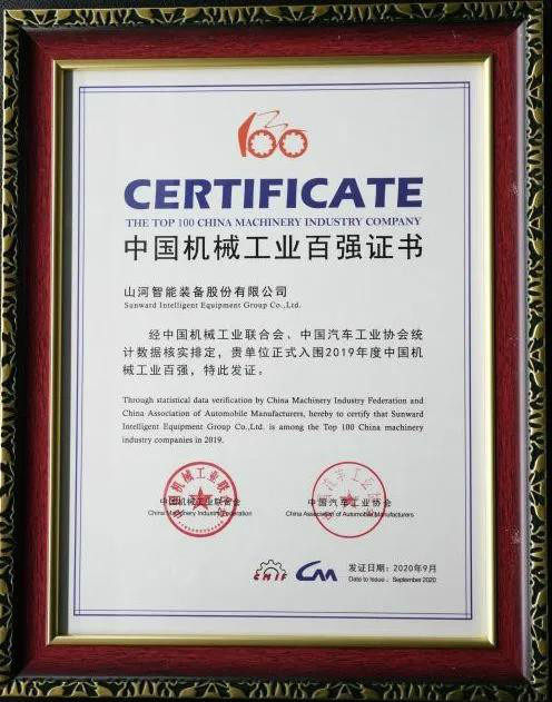 2019年中国机械工业百强发布，星际官网注册智能排名52位